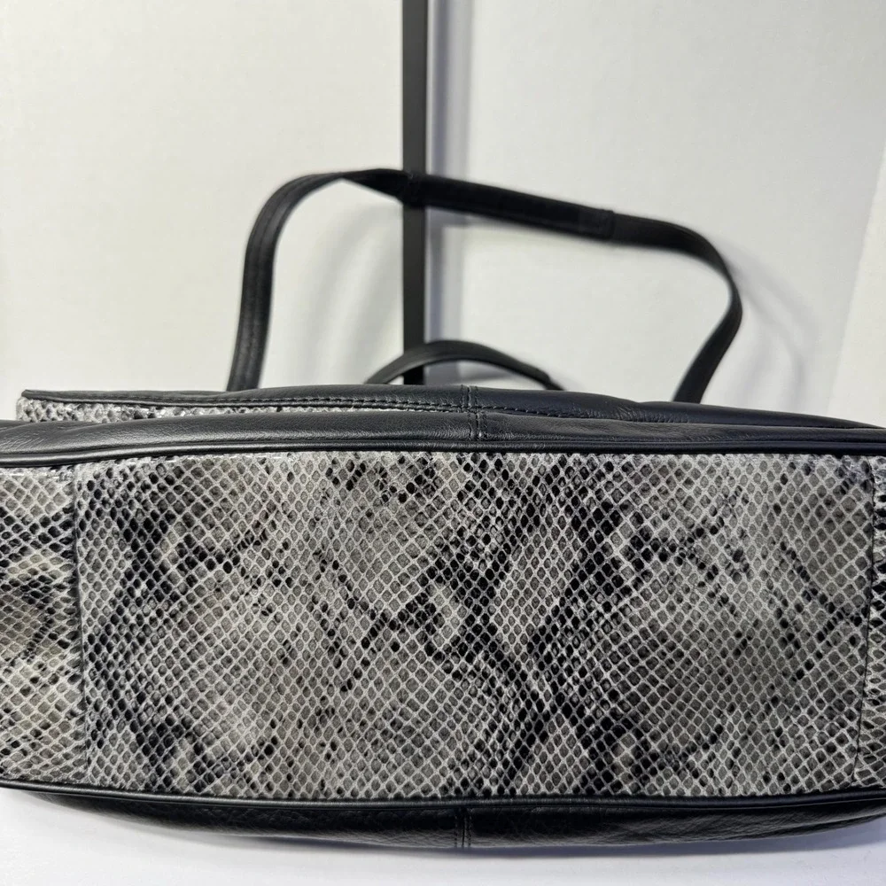 Coach Taylor Marin‎ Satchel Black Leather Snakeskin Tote Bag #A1176-F23301 NWT